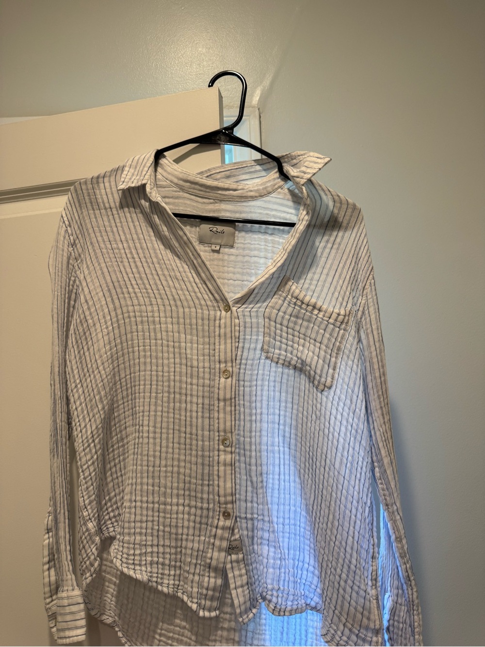Rails White and Light Gray Striped Button-Down Shirt - Picture 1 of 4